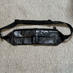Black Genuine Leather Slim & Sleek Under Garment Money Belt Fits‎ 40”-50” Waist